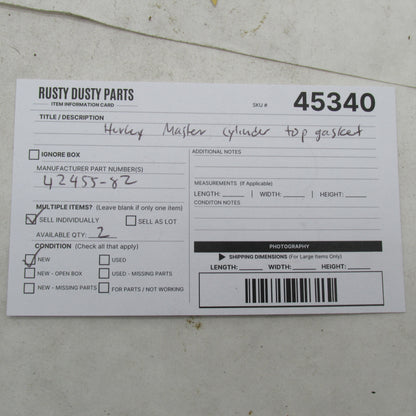 Harley-Davidson OEM XL/FX/FXST/FLST Rear Master Cylinder Top Gasket 42
