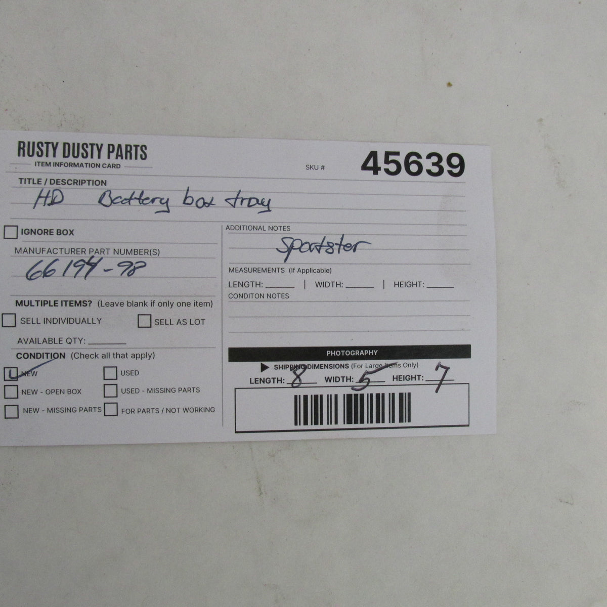 Harley Davidson OEM Battery Box Tray Holder XL883 Sportster 98-03 6619