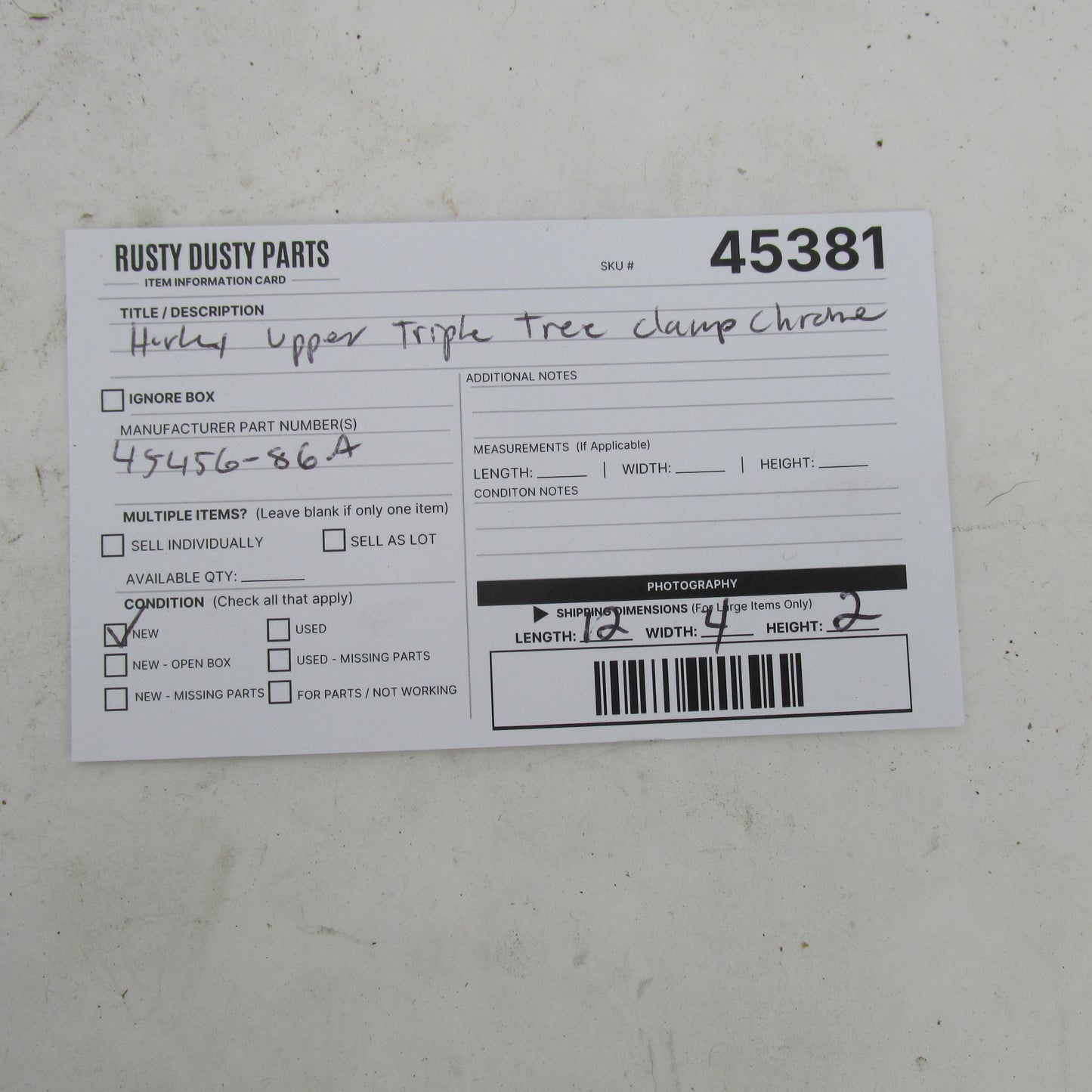 Harley-Davidson OEM Softail 41mm Chrome Upper Triple Tree Clamp 45456-