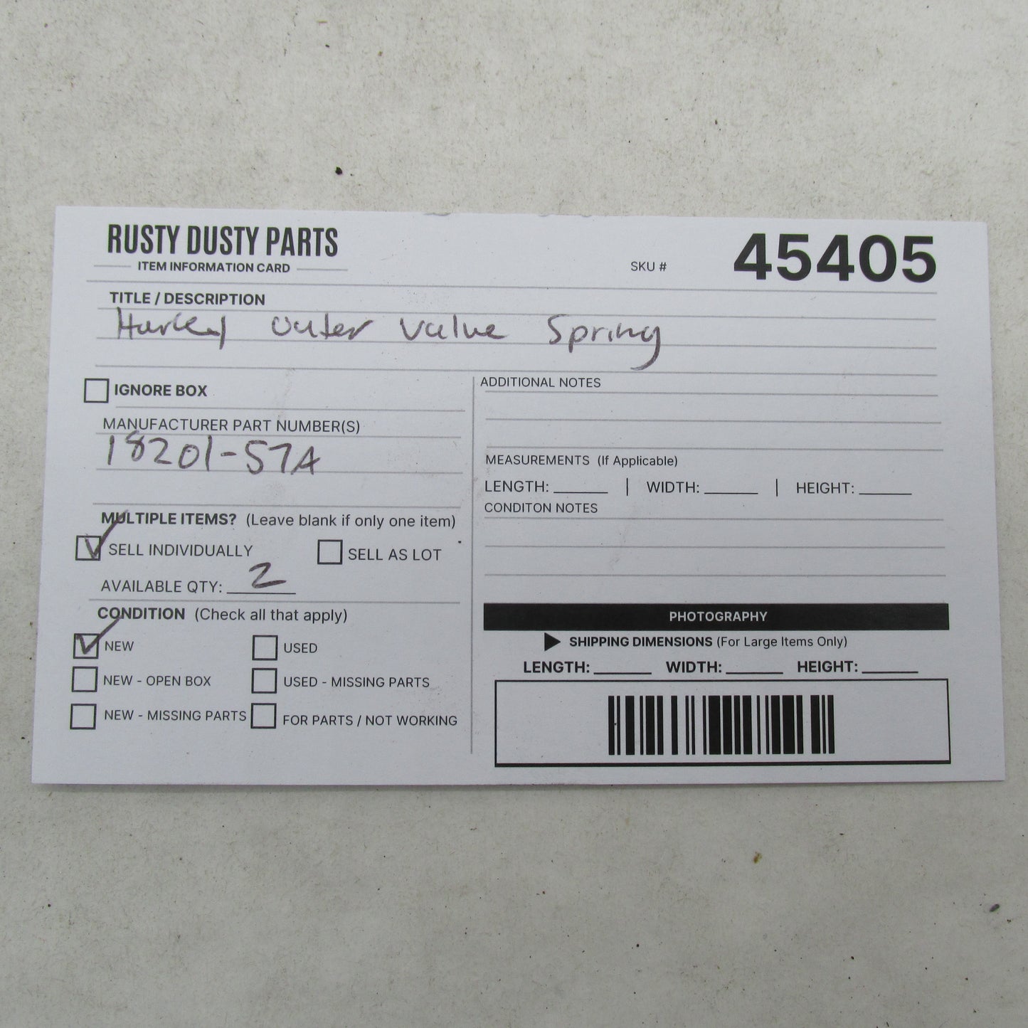 Harley-Davidson OEM Outer Valve Spring 18201-57A