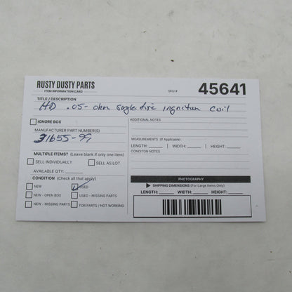 Harley Davidson OEM EFI .5-.6 Ohm Single Fire Ignition Coil 31655-99