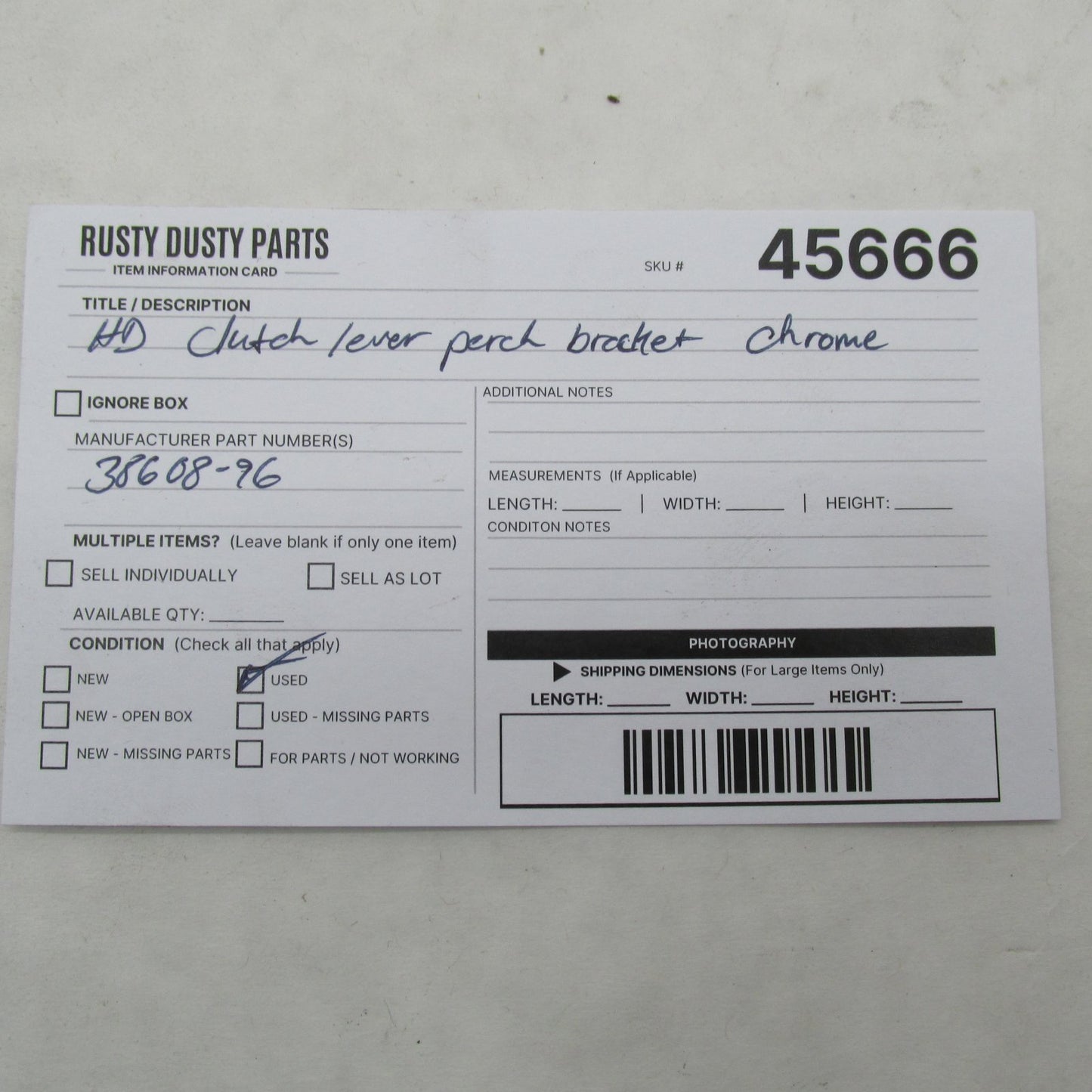 Harley Davidson OEM Chrome Left Clutch Lever Perch Bracket 38608-96