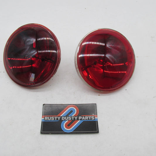 Pair of Harley Davidson Genuine NOS Red Sealed Pursuit Lamps Set 6872