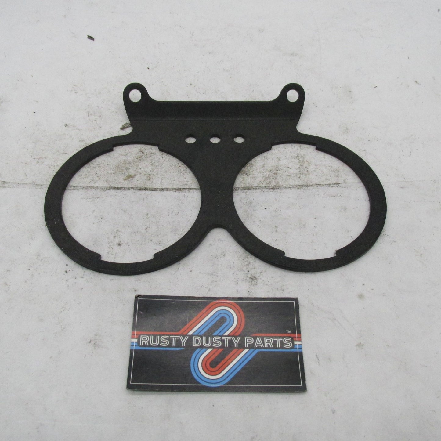 Harley Genuine 1974-82 AMF 3-Hole Wrinkle Black Dual Gauge Bracket 670