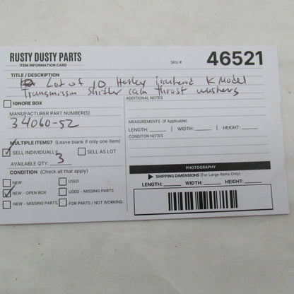 Lot of 10 Harley-Davidson OEM NOS K/KH/XL Shifter Cam Thrust Washers 3