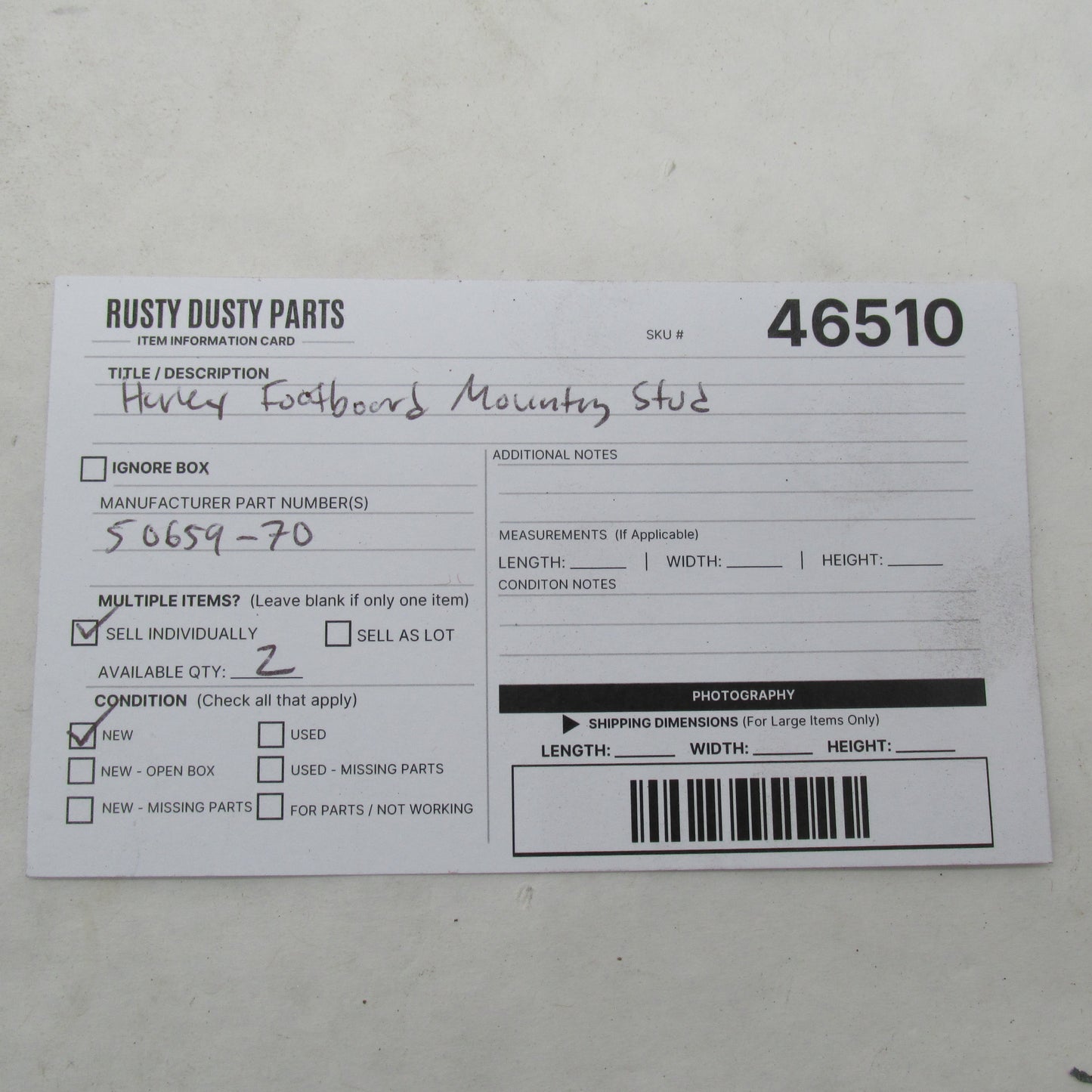 Harley-Davidson OEM 70-78 FL/FLH Left Front Footboard Support Stud 506