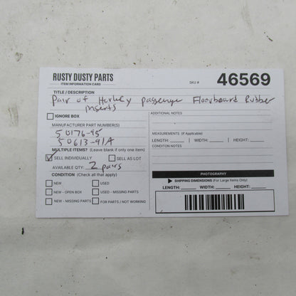 Pair of Harley-Davidson OEM Passenger Floorboard Rubber Inserts 50613-