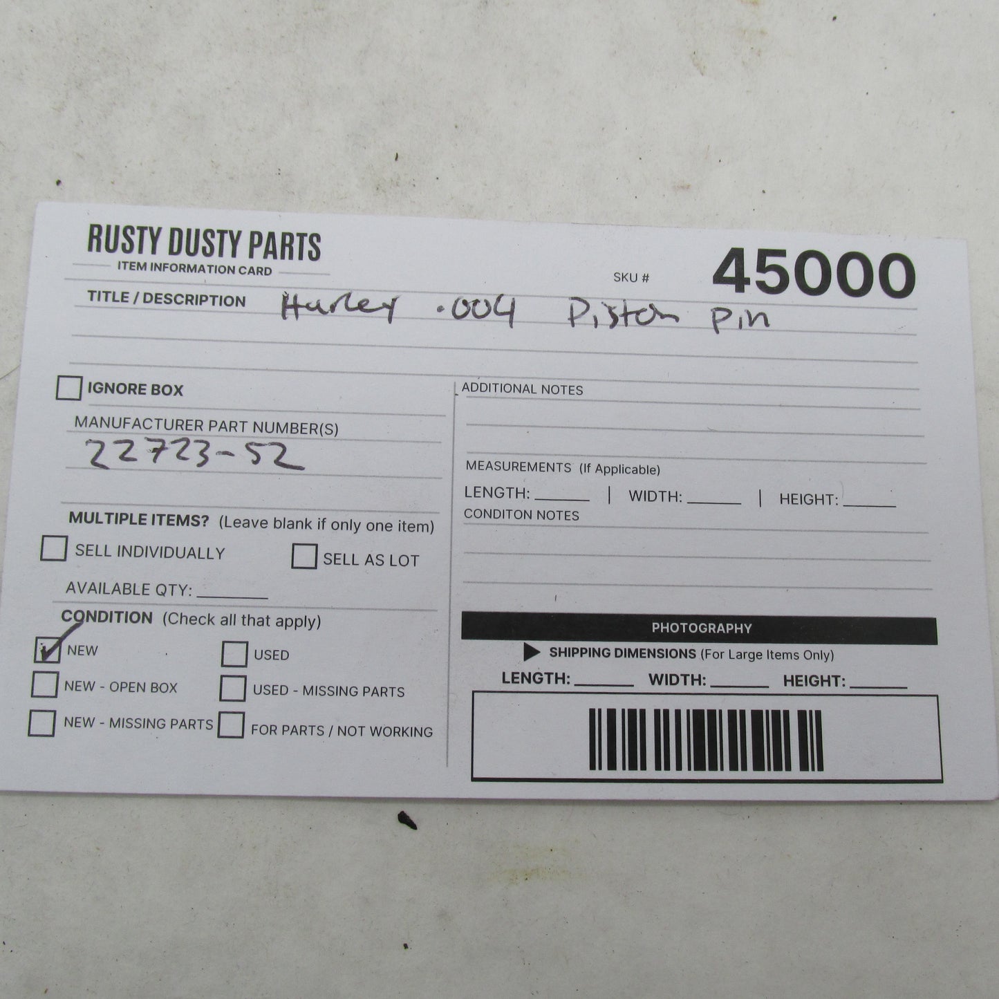 Harley-Davidson OEM +.004" Oversize Piston Wrist Pin 22723-52