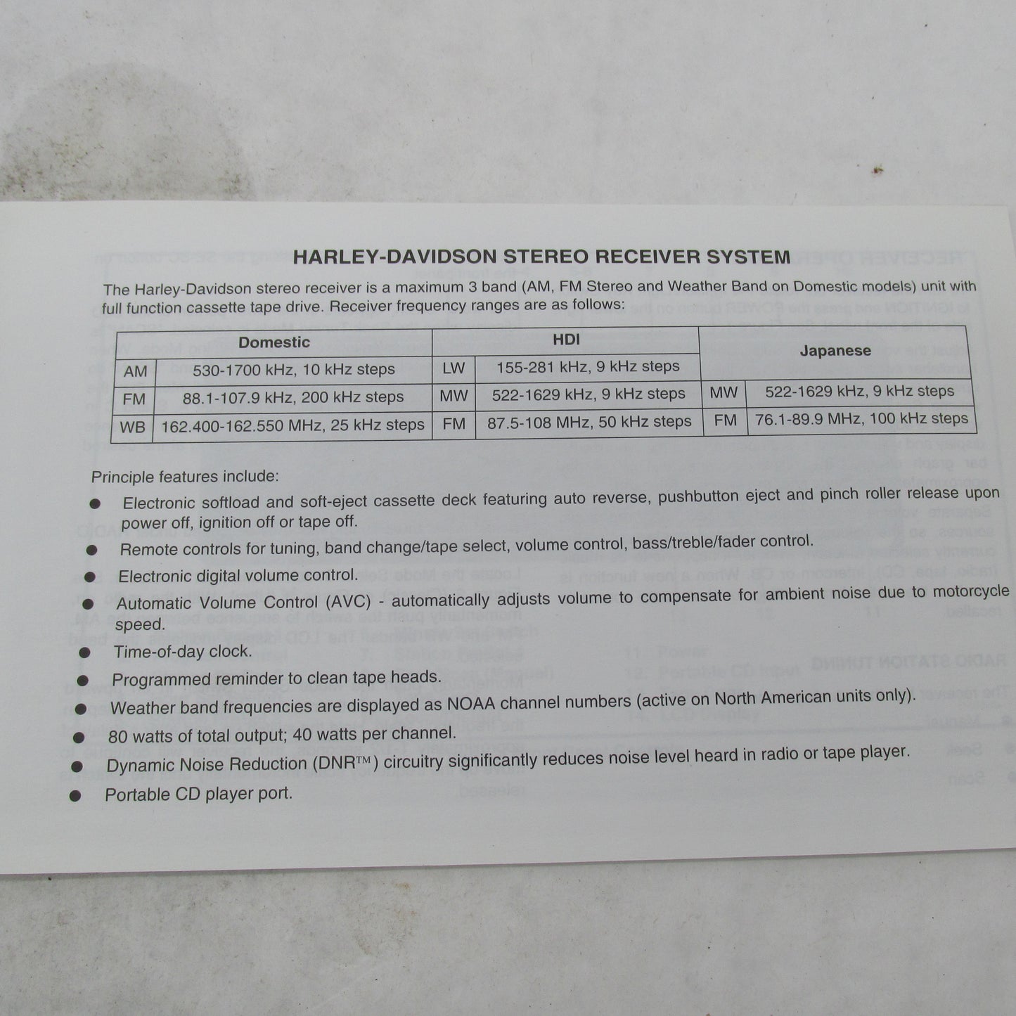 Harley-Davidson Official 1998 Premium Sound System Owner's Manual 9946