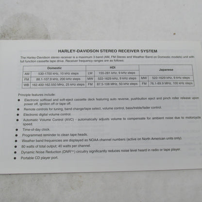 Harley-Davidson Official 1998 Premium Sound System Owner's Manual 9946