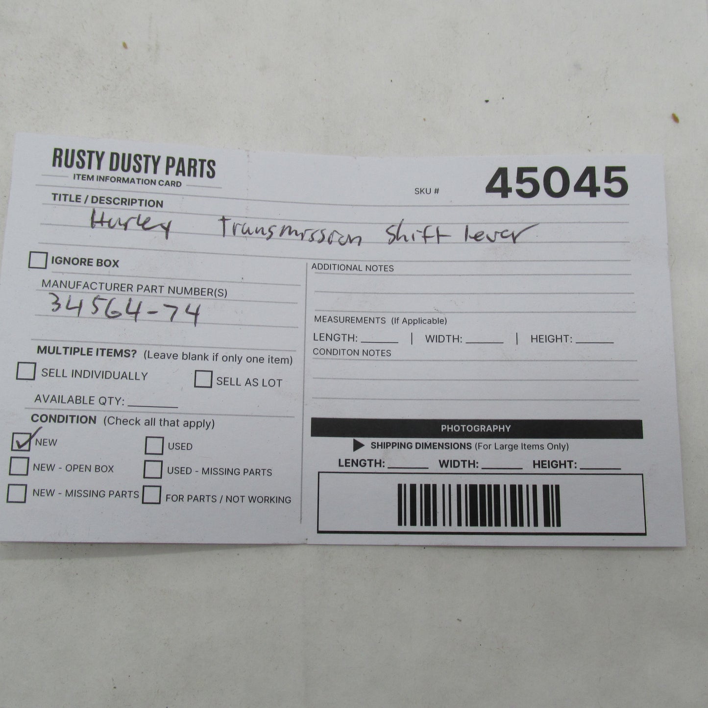 Harley-Davidson OEM NOS FX Transmission Foot Gear Shift Lever 34564-71