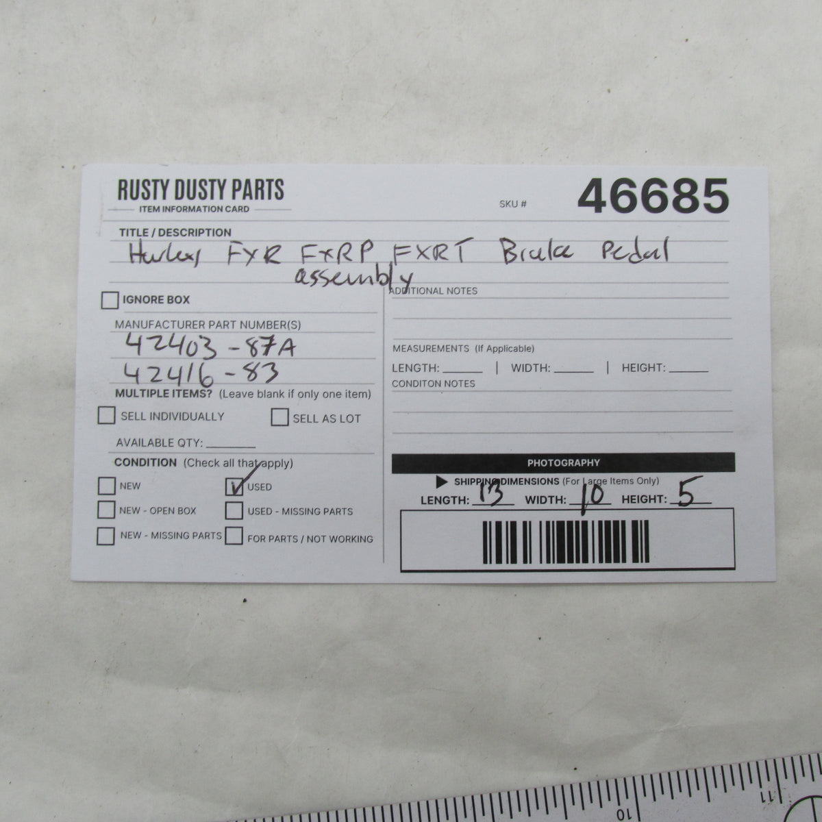 Harley 82-94 Police FXR/FXRT/FXRP/FXRD Brake Pedal Assembly 42403-87A