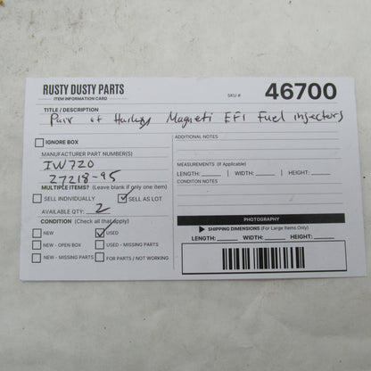 Pair of Harley OEM 95-99 Evo 80ci Magneti EFI Fuel Injectors 27218-95