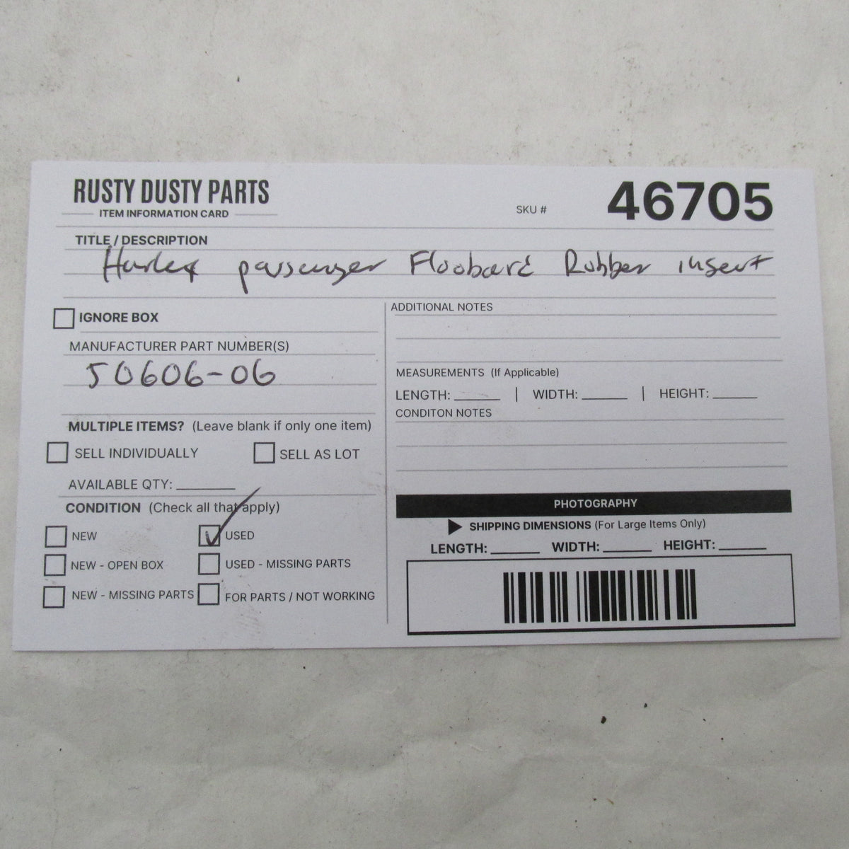 Harley-Davidson OEM Touring Passenger Footboard Rubber Insert 50606-06