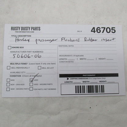 Harley-Davidson OEM Touring Passenger Footboard Rubber Insert 50606-06