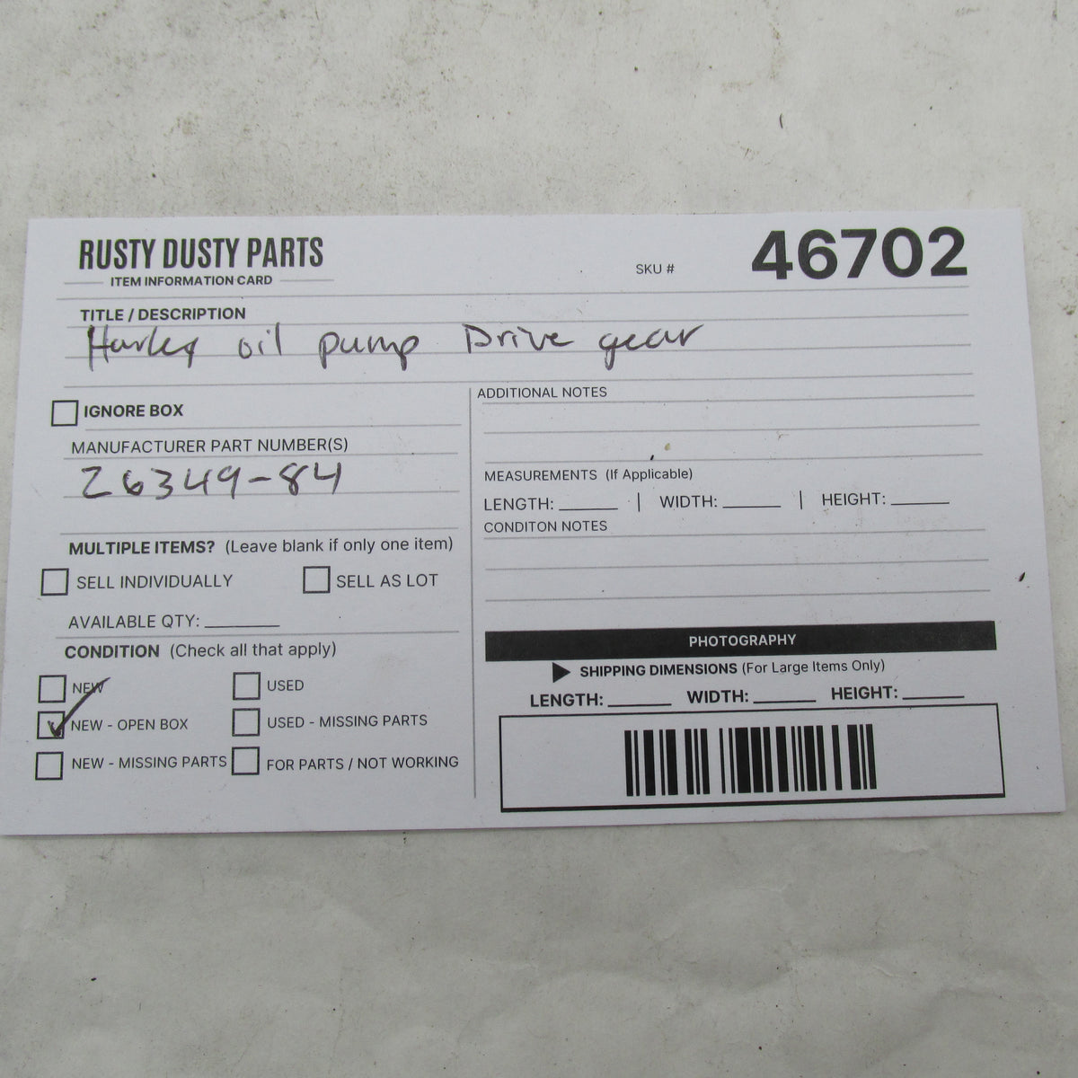 Harley-Davidson OEM NOS 84-99 Softail Evolution Oil Pump Drive Gear 26