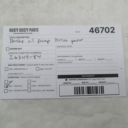 Harley-Davidson OEM NOS 84-99 Softail Evolution Oil Pump Drive Gear 26