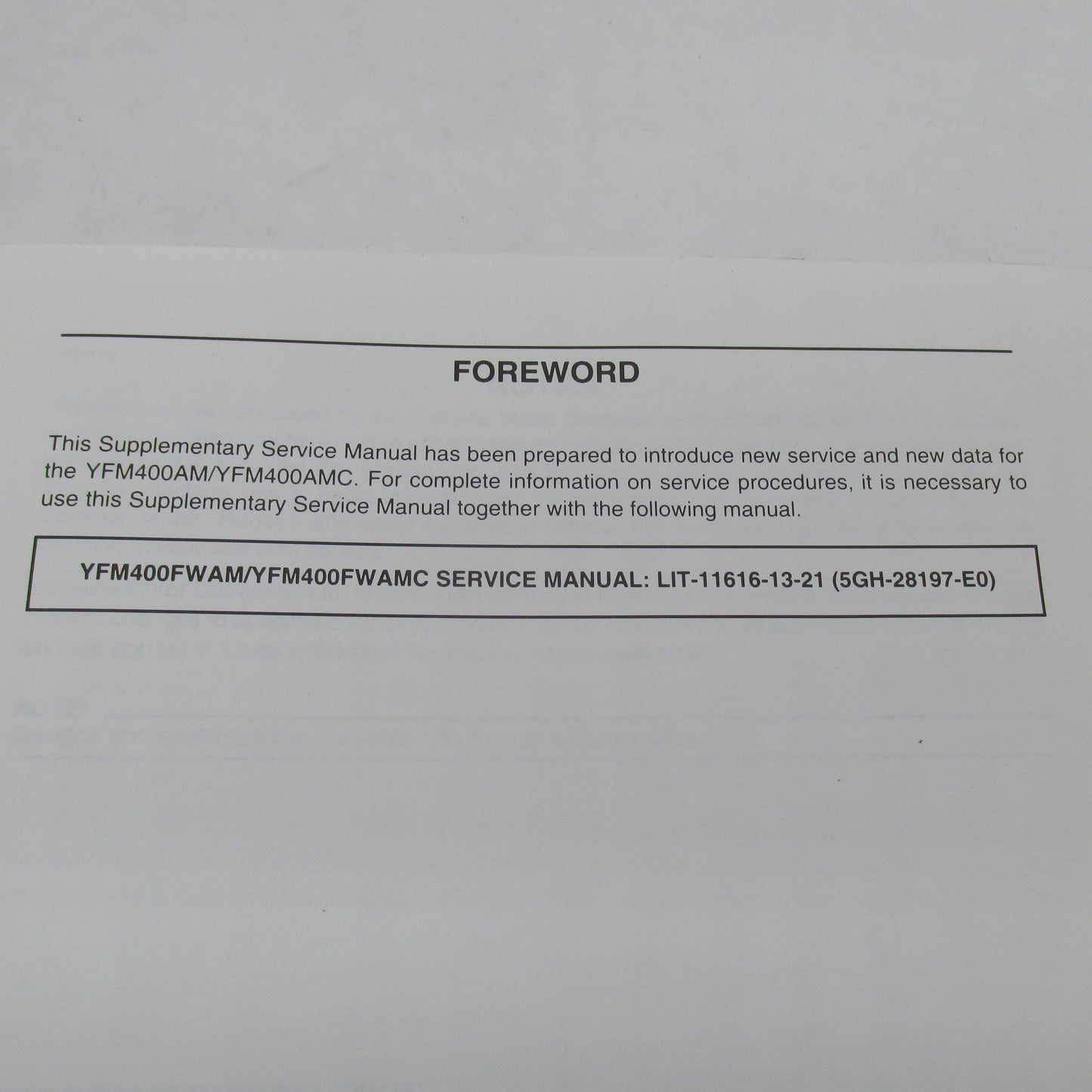 Yamaha YFM400AM(C) Supplementary Service Manual LIT-11616-13-39