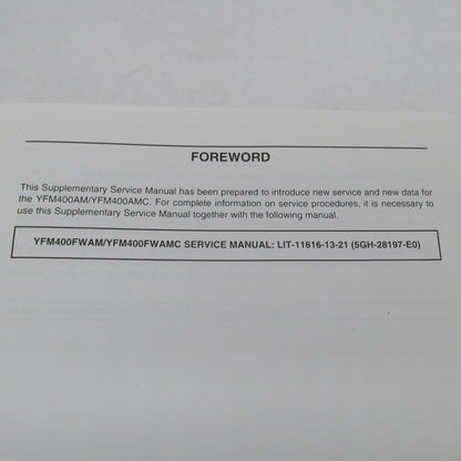 Yamaha YFM400AM(C) Supplementary Service Manual LIT-11616-13-39
