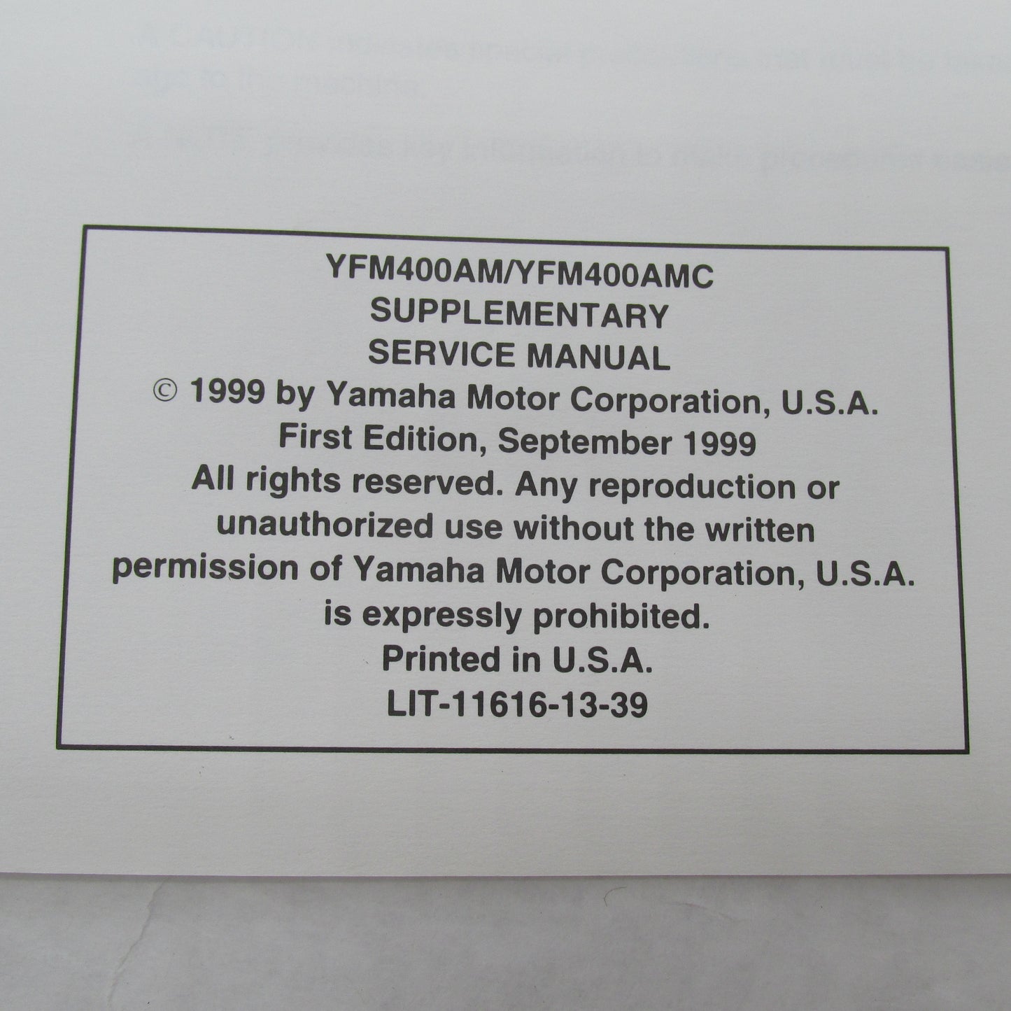 Yamaha YFM400AM(C) Supplementary Service Manual LIT-11616-13-39