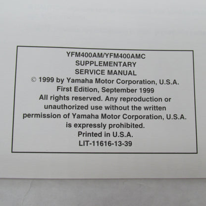 Yamaha YFM400AM(C) Supplementary Service Manual LIT-11616-13-39