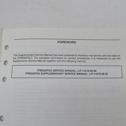 Yamaha YFM350FXLC Supplementary Service Manual LIT-11616-12-03
