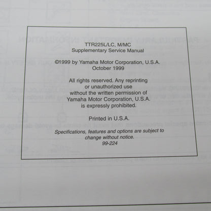 Yamaha TTR225L/LC M/MC Supplementary Service Manual LIT-11616-12-27