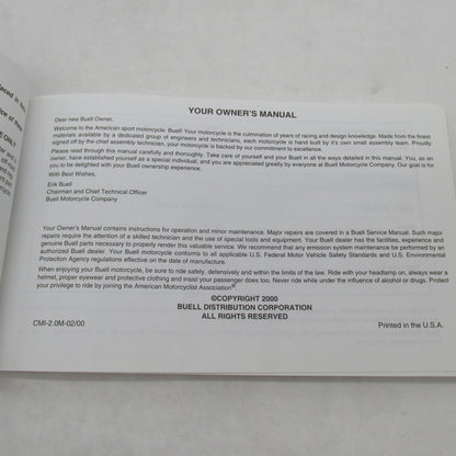 Buell Blast 2000 Owner's Manual Official Factory Manual 99476-00Y