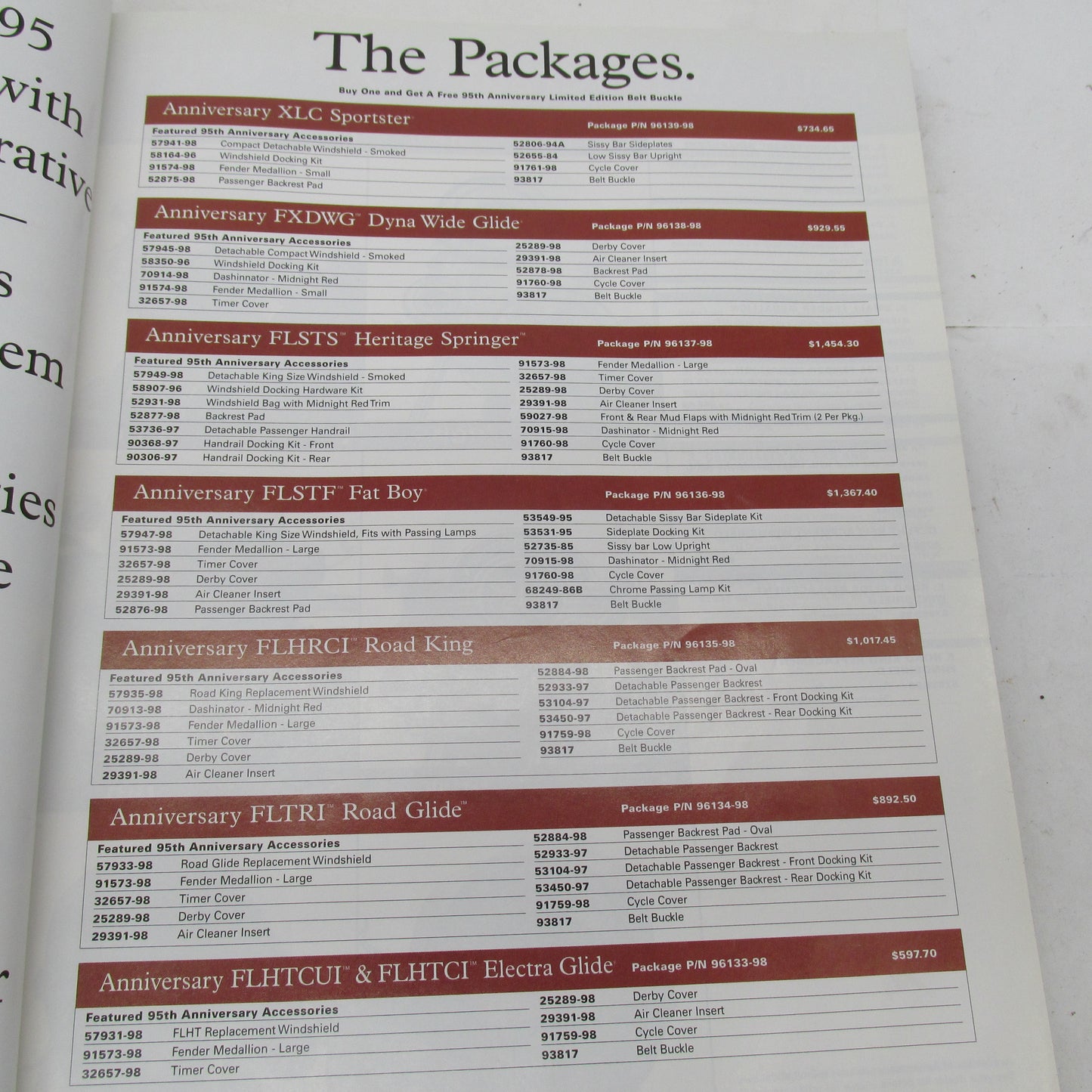Harley Davidson 1998 Genuine Motor Accessories & Genuine Motor Parts C