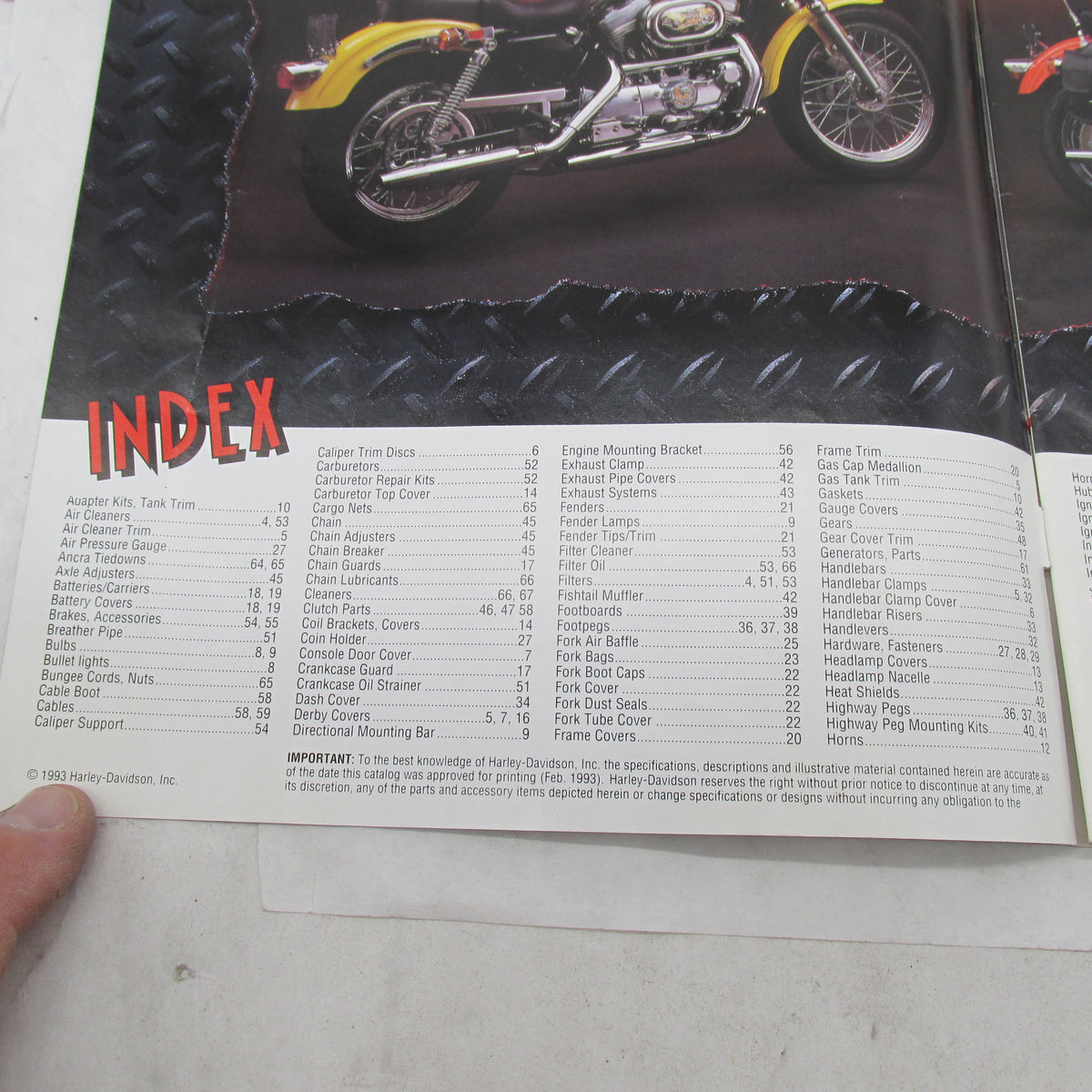 Harley Davidson 1993 Eagle Iron Parts & Accessories Catalog 94997-93T