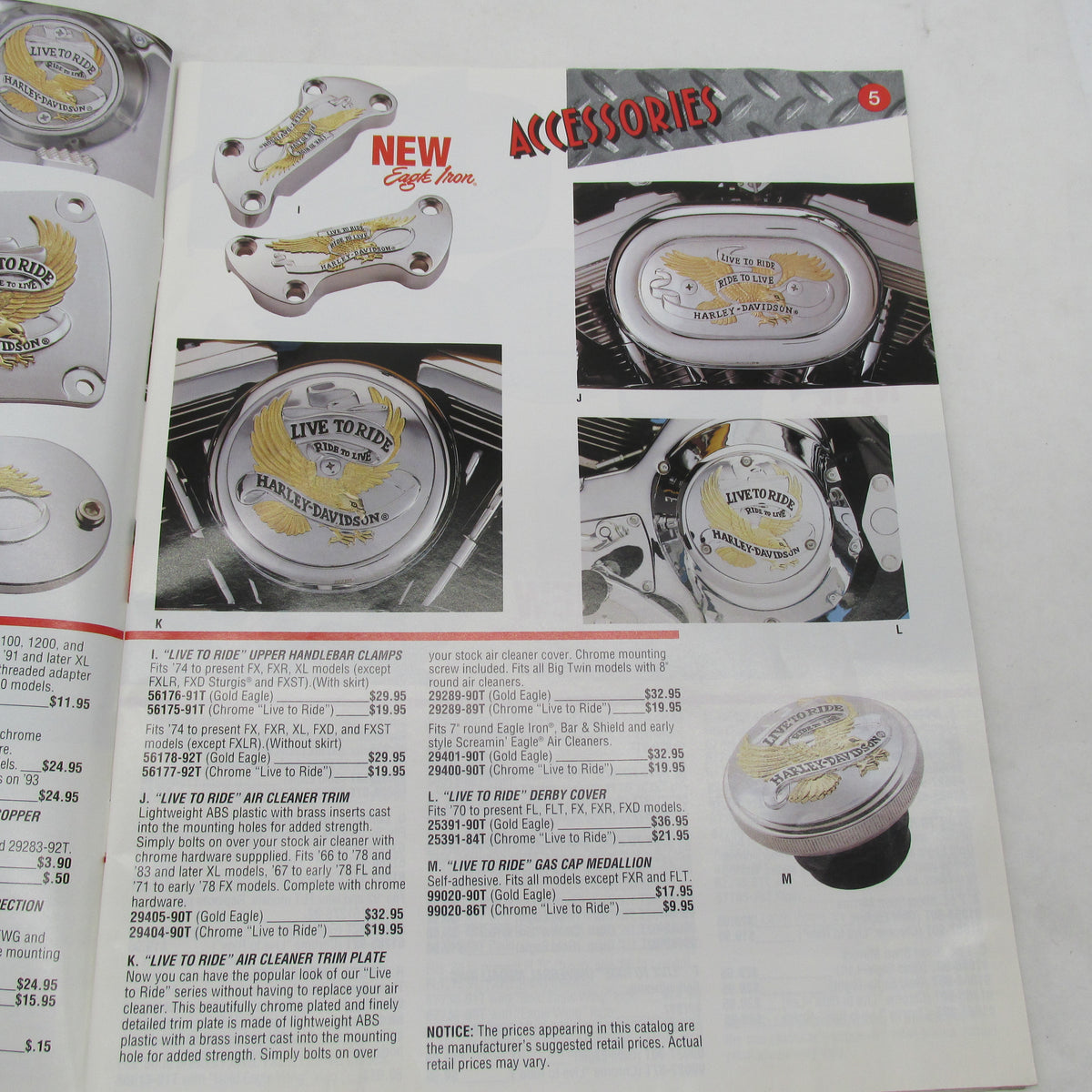 Harley Davidson 1993 Eagle Iron Parts & Accessories Catalog 94997-93T