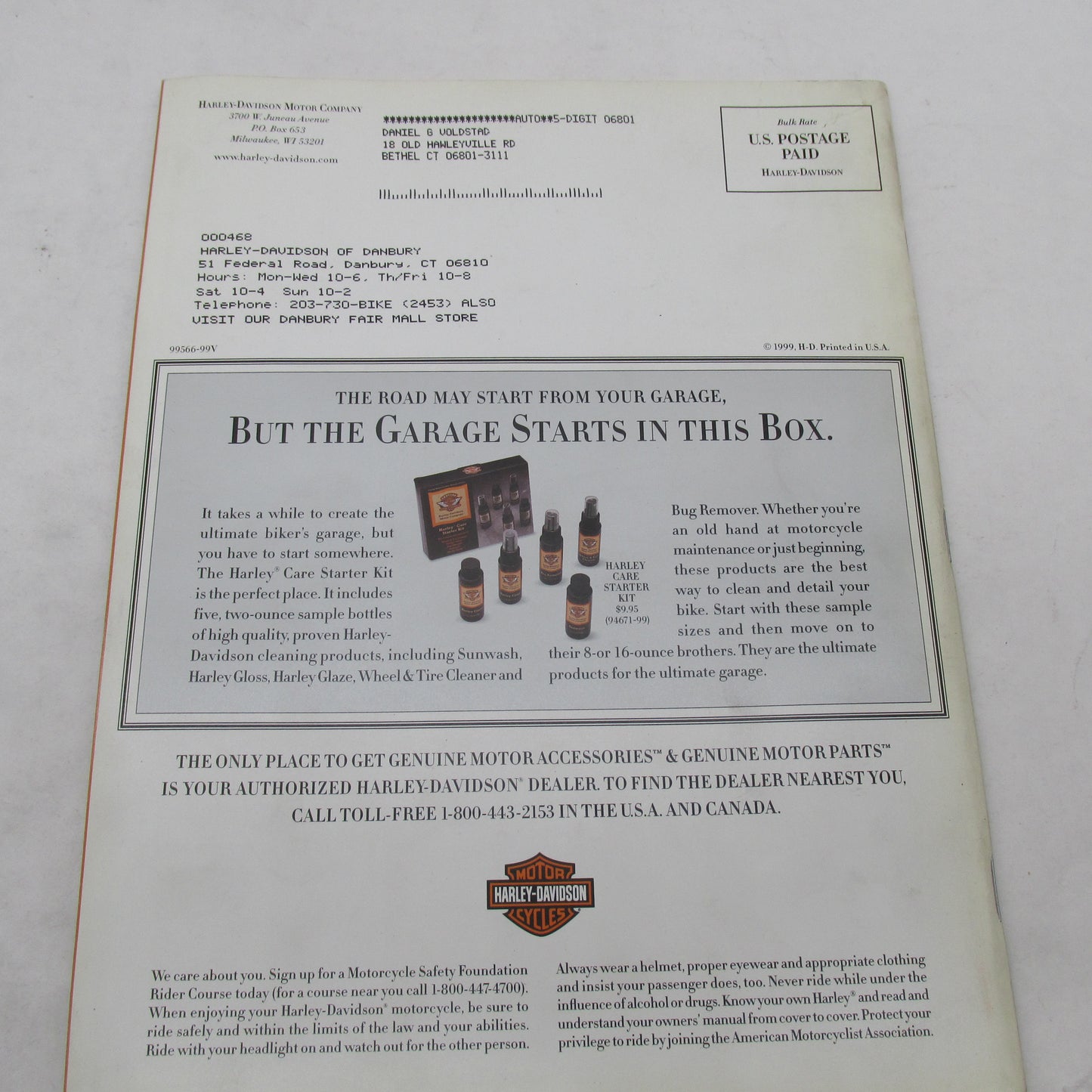 Harley Davidson 1999 Genuine Motor Accessories & Parts Catalog 99566-9