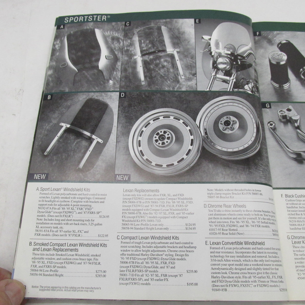 Harley Davidson 1995 Genuine Motor Accessories & Parts Catalog 99557-9