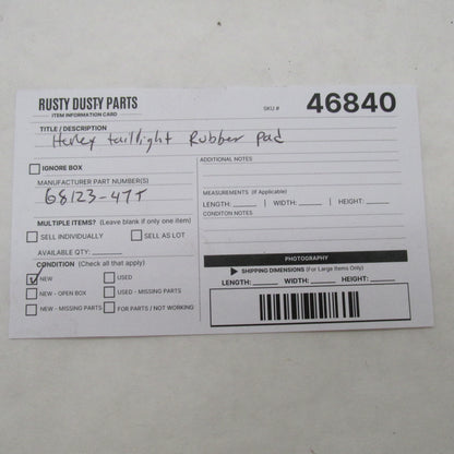 Harley Davidson OEM NOS Tail Light Rubber Pad 1947-1954 68123-47T