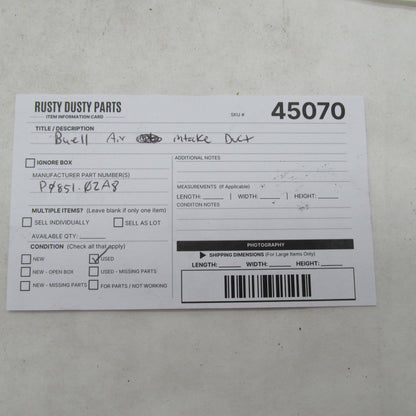 Buell S3 1200 Thunderbolt 99-99 Airflow Intake Tube Filter Housing