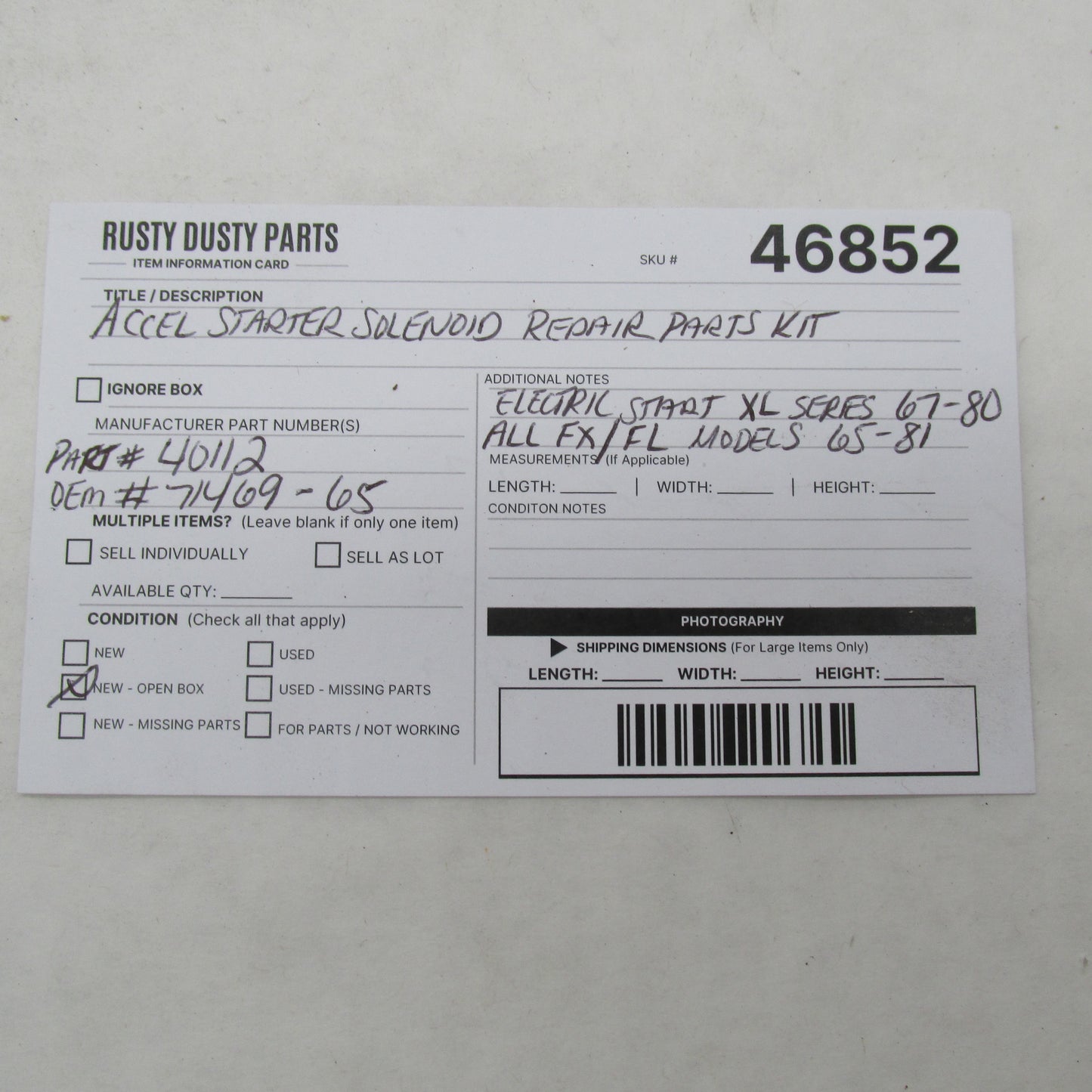 Accel OEM NOS Starter Solenoid Repair Kit Sprtstr 65-81 XL FX FL 71469