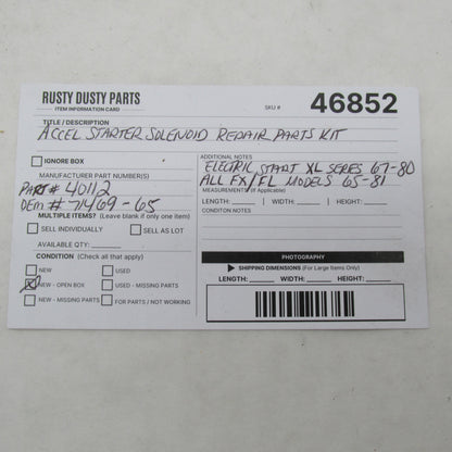 Accel OEM NOS Starter Solenoid Repair Kit Sprtstr 65-81 XL FX FL 71469