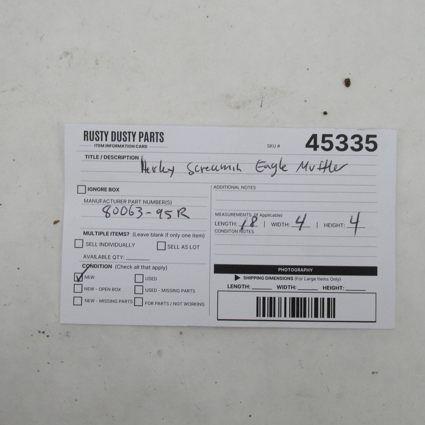 Harley Davidson Genuine NOS Dyna Super Glide Muffler 80063-95R