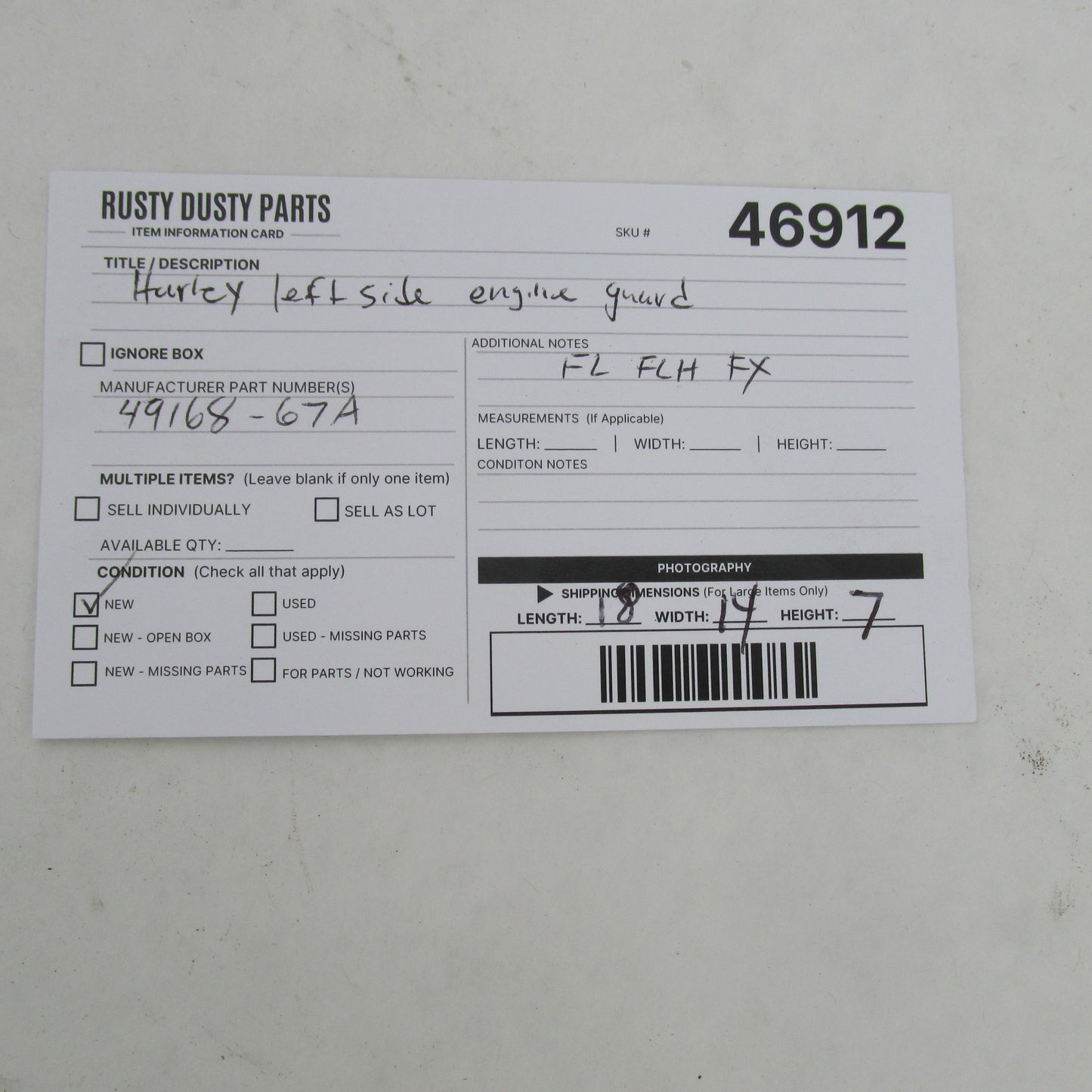 Harley Davidson OEM Chrome Left Side Engine Guard Crash Bar FL FLH FX