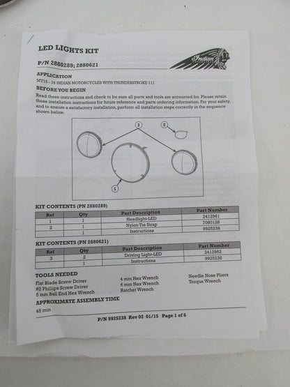 Pair of Indian Genuine Chieftain 2014-2017 Roadmaster Aux Fog Lights w