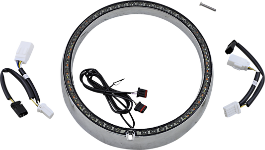 Custom Dynamics Amber/White Headlight Trim Rings Chrome PB-7TR-AW-2C