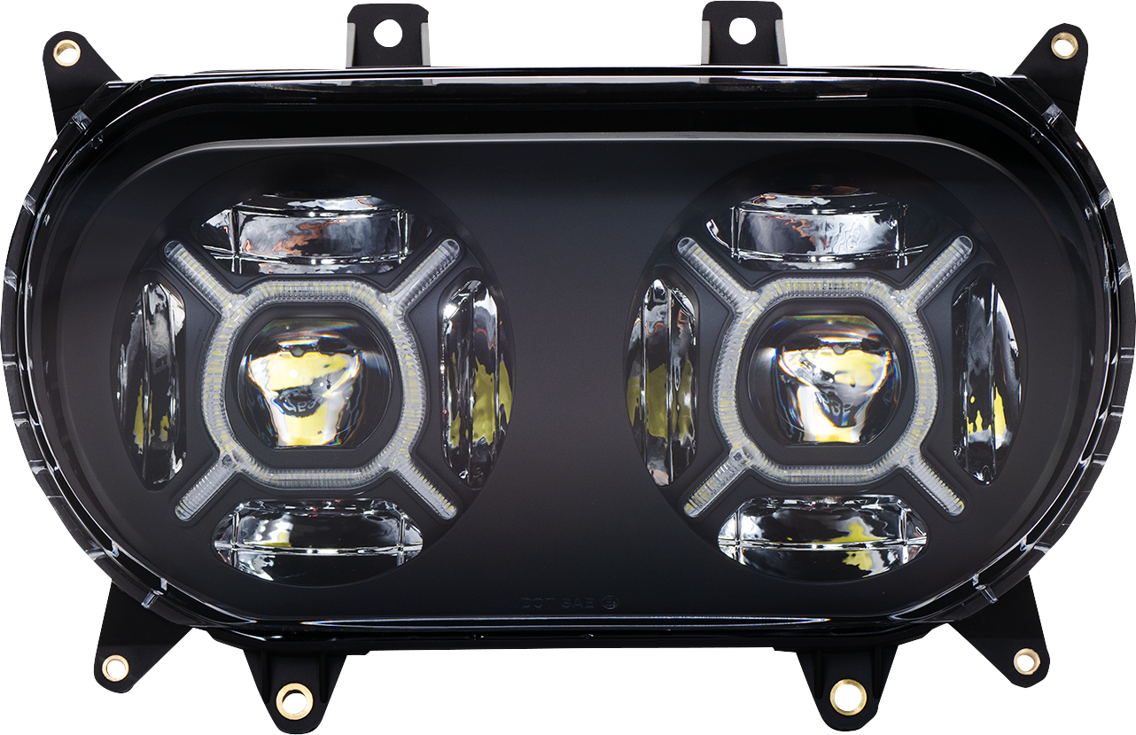 Custom Dynamics ProGLOW Double-X LED Headlight Black PG-RG-B