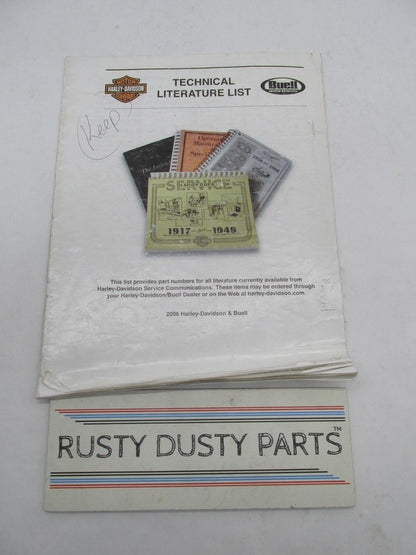Harley Davidson Buell 2006 Technical Literature List HandBook