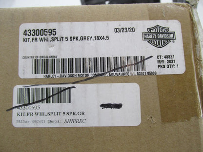 Harley Davidson Genuine NOS 18X4.5 5 Spoke Grey Seismic Front Wheel 43