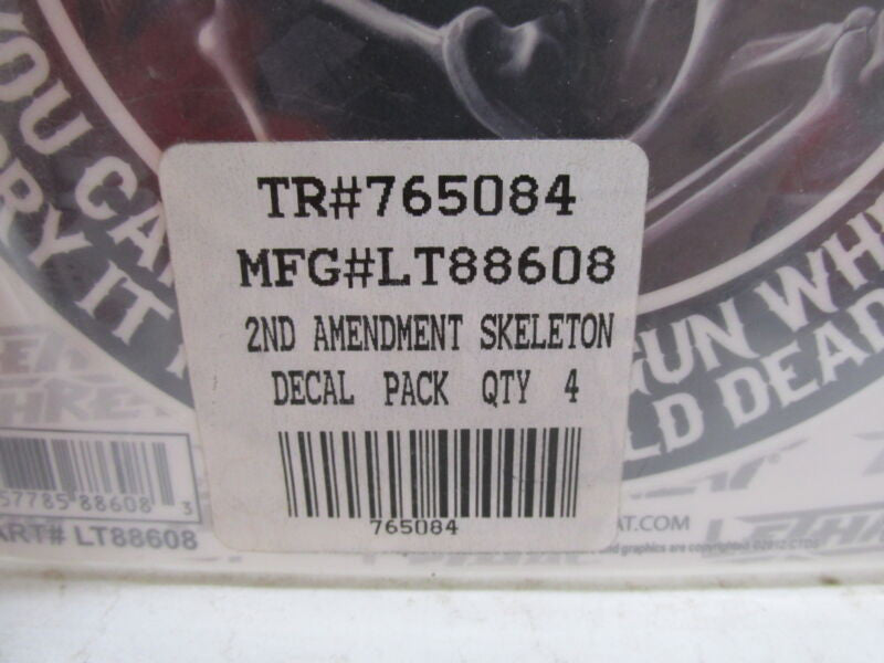 Lot of 3 Lethal Threat Motorcycle 2nd Amendment Skeleton Decals LT88608