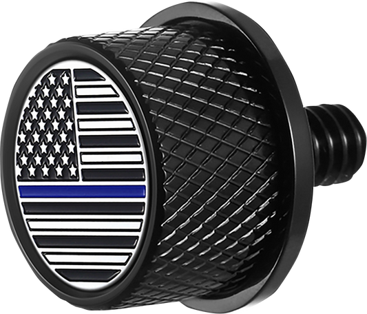 FIGURATI DESIGNS Seat Mounting Knob Black - Blue Line American Flag FD71-SEAT...