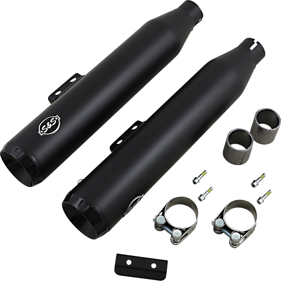 S & S Cycle Grand National 50 State Slip-On Mufflers Black 550-0754B