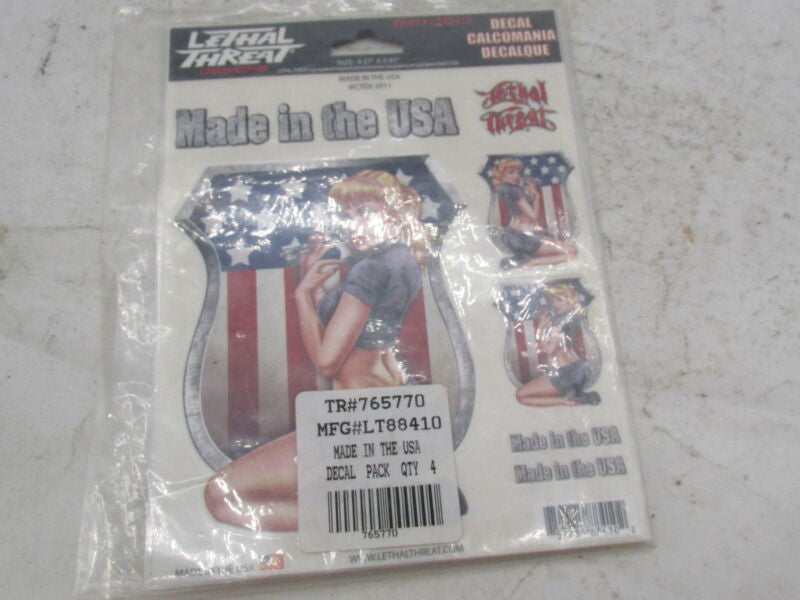 Lot of 3 Lethal Threat Made in the USA Girl Motorcycle Decals 6X8" LT88410