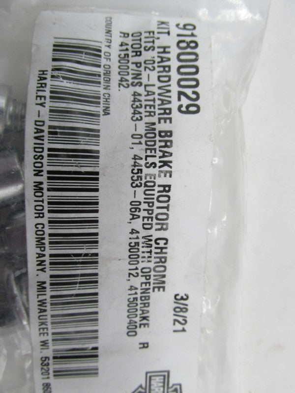 Harley Davidson Genuine NOS Chrome Brake Rotor Hardware Kit 91800029