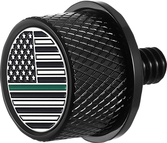 FIGURATI DESIGNS Seat Mounting Knob Black - Green Line American Flag FD72-SEA...